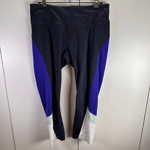 Athleta Womens Med Colorblock Enhance High Rise Crop‎ Leggings Athletic Workout